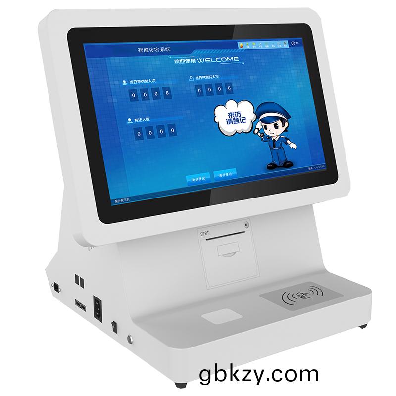 學(xue)校物(wu)業(ye)工廠機關(guan)15.6寸(cun)雙屏(ping)智能訪(fang)客機(ji)人證(zheng)比對在線(xian)覈驗(yan)電梯閘(zha)機(ji)門(men)禁(jin)互聯